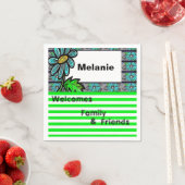 Papier Napkins, Grünstreifen, Blüte Serviette (Beispiel)