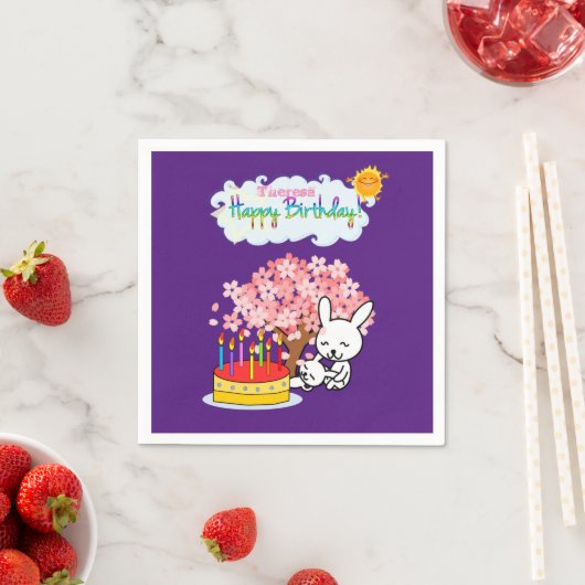 Papier Napkins, Happy Birthday Kaninchen Cake Serviette (Beispiel)