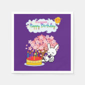 Papier Napkins, Happy Birthday Kaninchen Cake Serviette (Vorderseite)