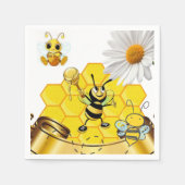 Papier Napkins, Honeybee, Weiße Daisy Serviette (Vorderseite)