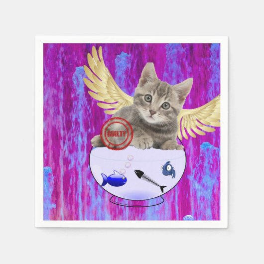 Papier Napkins, Kätzchenfisch-schuldige Flügel Serviette (Vorderseite)