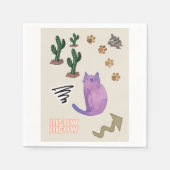 Papier Napkins, Katzenfisch Kakteen Meow Serviette (Vorderseite)