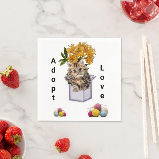 Papier Napkins, Kitten Cat Condo Floral Serviette (Beispiel)
