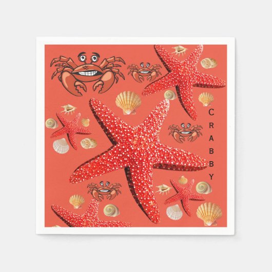 Papier Napkins, Krebs, Starfish Orange Serviette (Vorderseite)