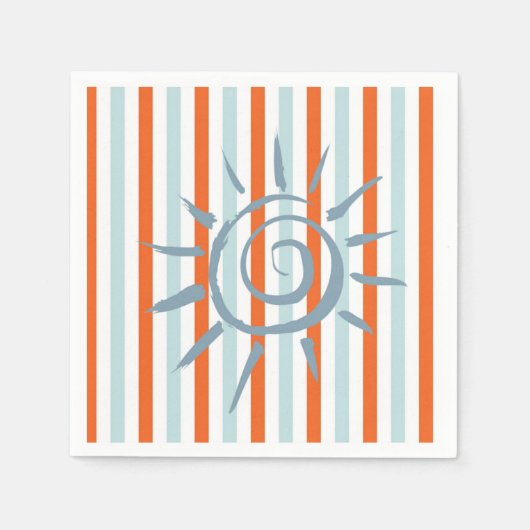 Papier Napkins, Orange und Blue Stripe Star Serviette (Vorderseite)