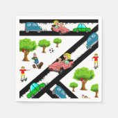 Papier Napkins, Park Trees Cars Dog Napkins Serviette (Vorderseite)