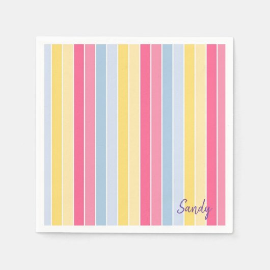 Papier Napkins, Pastellstreifen Serviette (Vorderseite)