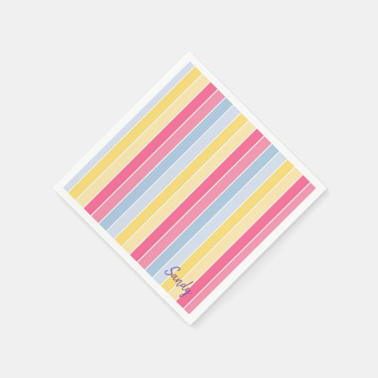 Papier Napkins, Pastellstreifen Serviette (Ecke)
