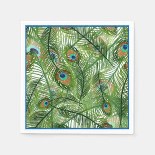Papier Napkins-Peacock-Feathers Serviette