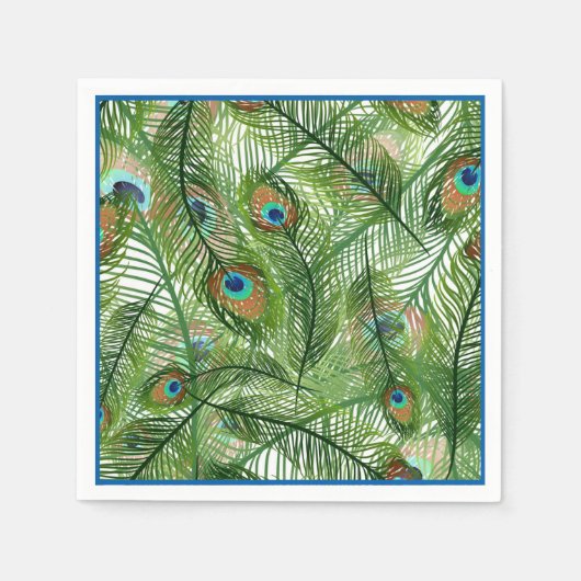 Papier Napkins-Peacock-Feathers Serviette (Vorderseite)