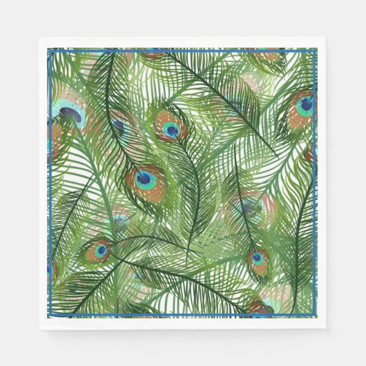 Papier Napkins-Peacock-Feathers Serviette (Vorderseite)