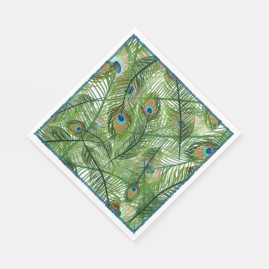 Papier Napkins-Peacock-Feathers Serviette (Ecke)