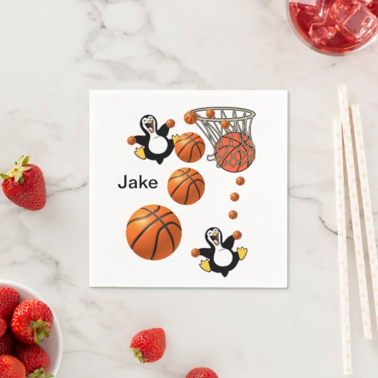 Papier Napkins, Penguin Basketball Hoop Serviette (Beispiel)