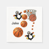 Papier Napkins, Penguin Basketball Hoop Serviette (Vorderseite)