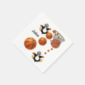 Papier Napkins, Penguin Basketball Hoop Serviette (Ecke)