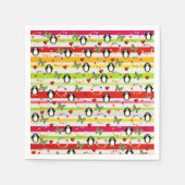 Papier Napkins, Pinguin-Rote Herzen StreifenSchmet Serviette (Vorderseite)