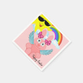 Papier Napkins, Pink Rabbit Happy Oaster Serviette (Ecke)