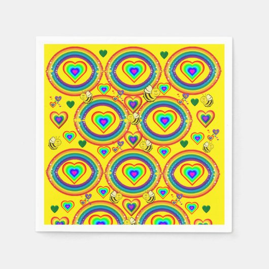 Papier Napkins, Rainbow Sun Clouds Hummel Serviette (Vorderseite)