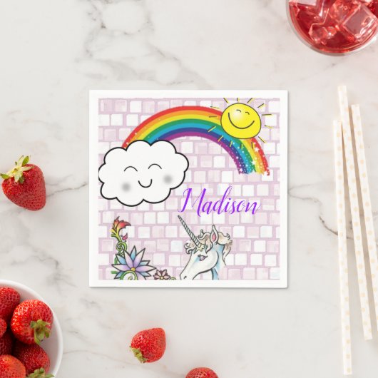 Papier Napkins, Rainbow Unicorn Serviette (Beispiel)
