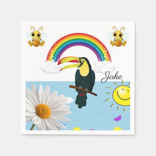 Papier Napkins, Regenbogen Parrot Sun Daisy Serviette (Vorderseite)