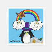 Papier Napkins, Regenbogen Sonnenwolken Pinguin Serviette (Vorderseite)
