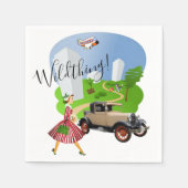 Papier Napkins, Retro Woman Wild Sache Serviette (Vorderseite)