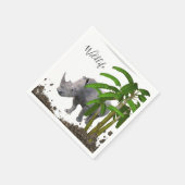 Papier Napkins, Rhinozeros Serviette (Ecke)