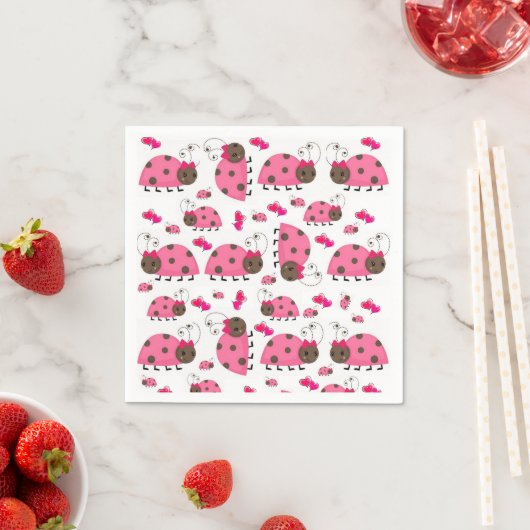 Papier Napkins, rosa Ladybug Serviette (Beispiel)