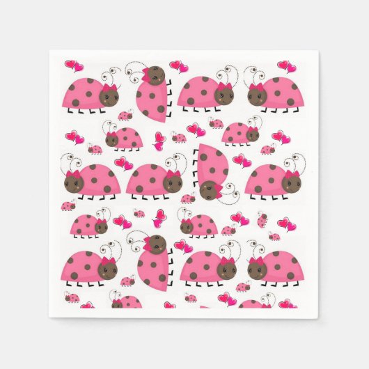 Papier Napkins, rosa Ladybug Serviette (Vorderseite)
