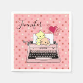 Papier Napkins, rosa Schreibmaschinenkatzen Serviette (Vorderseite)