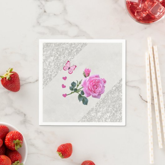 Papier Napkins, Rosa Silber Serviette (Beispiel)