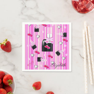 Papier Napkins, rosa Streifen, rosa Lipstick Serviette