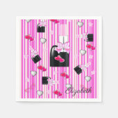 Papier Napkins, rosa Streifen, rosa Lipstick Serviette (Vorderseite)