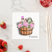 Papier Napkins, Rosenblättriger Rosen Pinguin Wein Serviette (Beispiel)