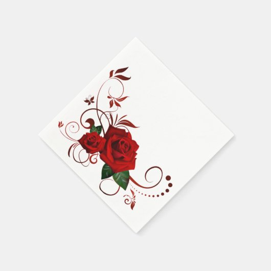 Papier Napkins, Rote Rose Serviette (Ecke)