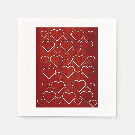 Papier Napkins, Rote und Weiße Herzen Serviette (Vorderseite)