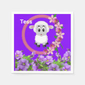 Papier Napkins, Schafe und Blüten Serviette (Vorderseite)