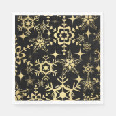 Papier Napkins-Schwarz & Gold Schneeflocken Serviette (Vorderseite)