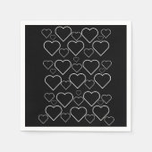Papier Napkins, Schwarz und Weiß Herz Serviette (Vorderseite)