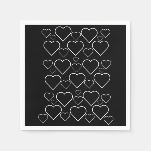 Papier Napkins, Schwarz und Weiß Herz Serviette (Vorderseite)