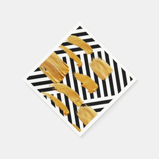 Papier Napkins, Schwarz und Weiß Streifen Gold Nap Serviette (Ecke)