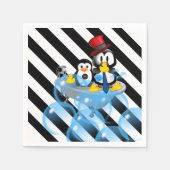 Papier Napkins, Schwarz und Weiß Streifen Pinguin Serviette (Vorderseite)