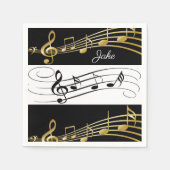Papier Napkins, Schwarz-weiße Gold-Musiknoten Serviette (Vorderseite)