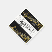 Papier Napkins, Schwarz-weiße Gold-Musiknoten Serviette (Ecke)