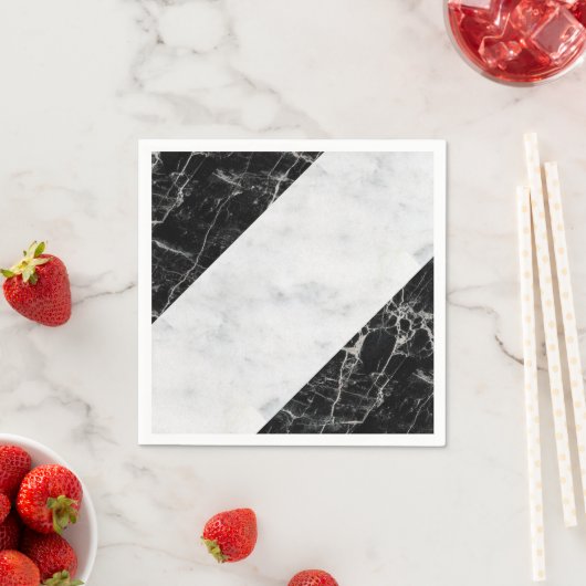 Papier Napkins, Schwarz-weißer Marmor Serviette (Beispiel)