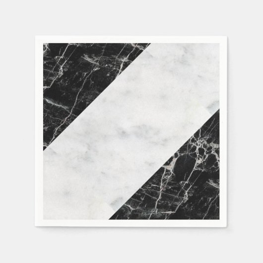 Papier Napkins, Schwarz-weißer Marmor Serviette (Vorderseite)
