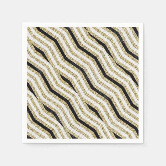 Papier Napkins, Schwarz-weißes Gold Serviette (Vorderseite)