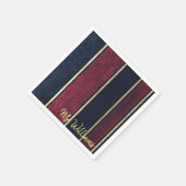 Papier Napkins, schwarzer Burgund Gold Streifen Serviette (Ecke)