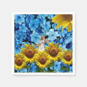 Papier Napkins, Sonnenblumen Angel blauer Blütenbl Serviette (Vorderseite)