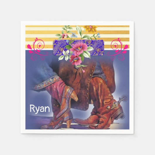 Papier Napkins, Streifen Linie tanzen Blumen Serviette (Vorderseite)